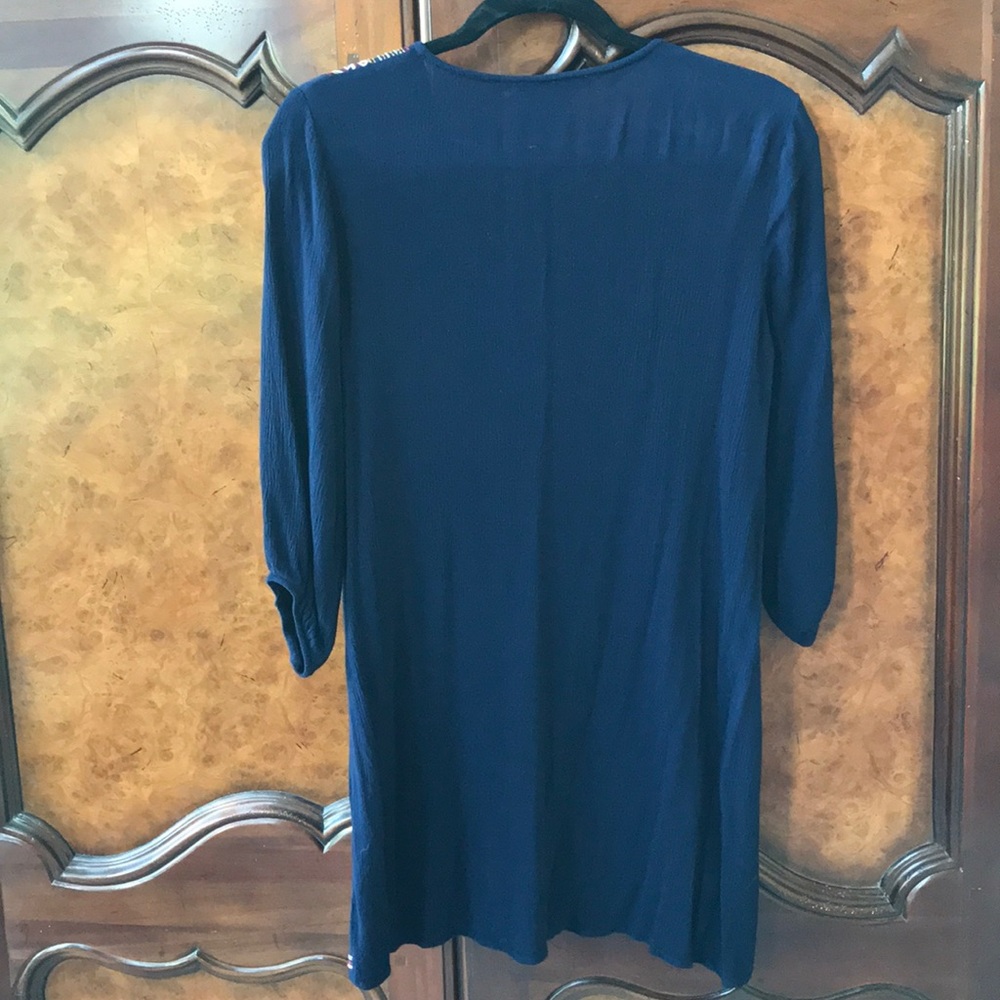 Blue Boho Tunic Dress with Embroidery - Picture 6 of 8